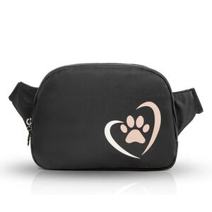 Paw Teh Dog Paw Print‎ Belt Bag Fanny Pack Adjustable Strap Black Travel Hiking